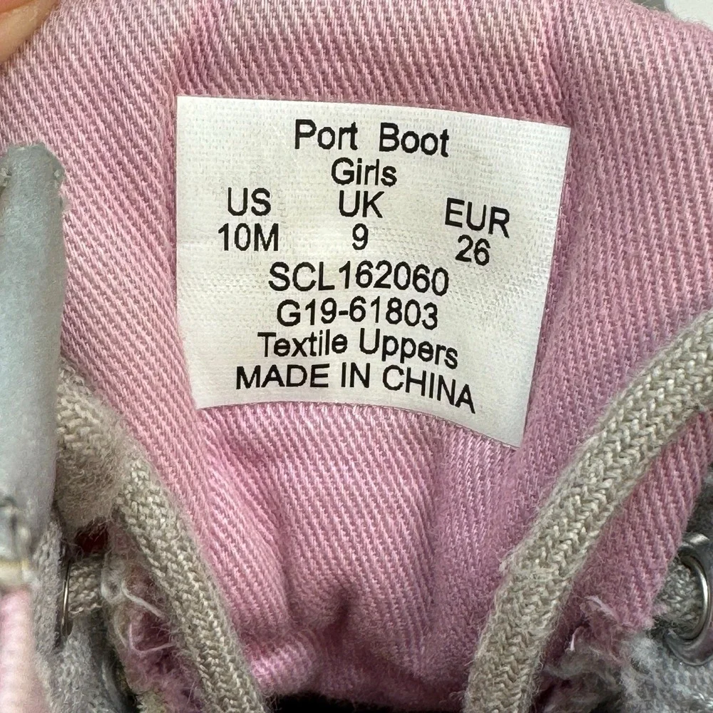 Sperry Port Boot‎ Girls Gray Pink Duck Rain Winter Casual Boots Kids Size 10M